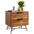 Pikkukuva 1 / 7: Rootz 60 x 60 x 40 cm Sheesham-sivupöytä - Design-yöpöytä joustinpatja - Yöpöytä laatikoilla - Sivukaappi säilytystilalla - Korkea yöpöytä