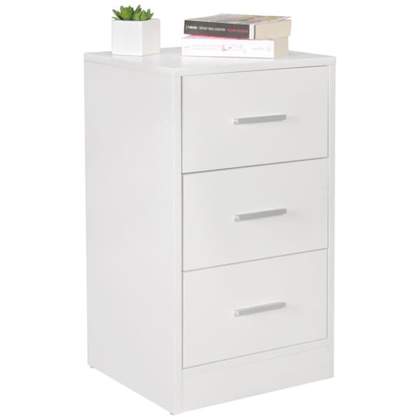 Rootz træ natkonsol Moderne skænk med 3 skuffer hvid Design Natbord 37,5 x 68 x 35 cm - Ekstra højt natbord
