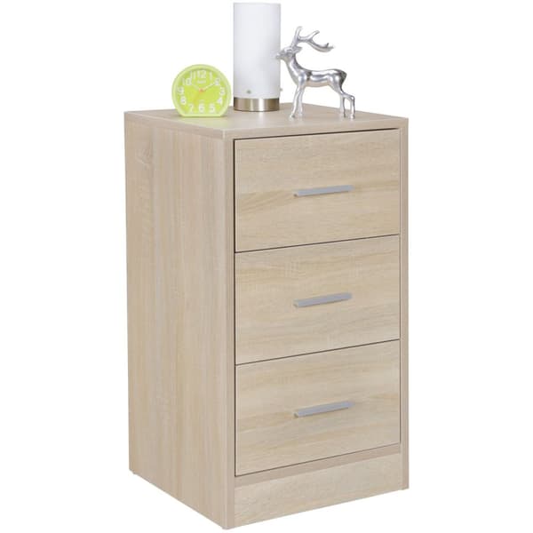 Rootz wood Modern skänk med 3 lådor sonoma - Design Nattduksbord 37,5 x 68 x 35 cm - Extra högt nattduksbord