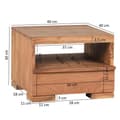Miniatyrbillede 7 af 7: Rootz sengebord massivt træ akacie sengebord kommode 30 cm 1 skuffe opbevaring sengebord i landlig ægte træ