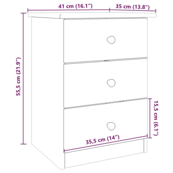 vidaXL sengebord ALTA 41x35x55,5 cm massivt fyrretræ hvid