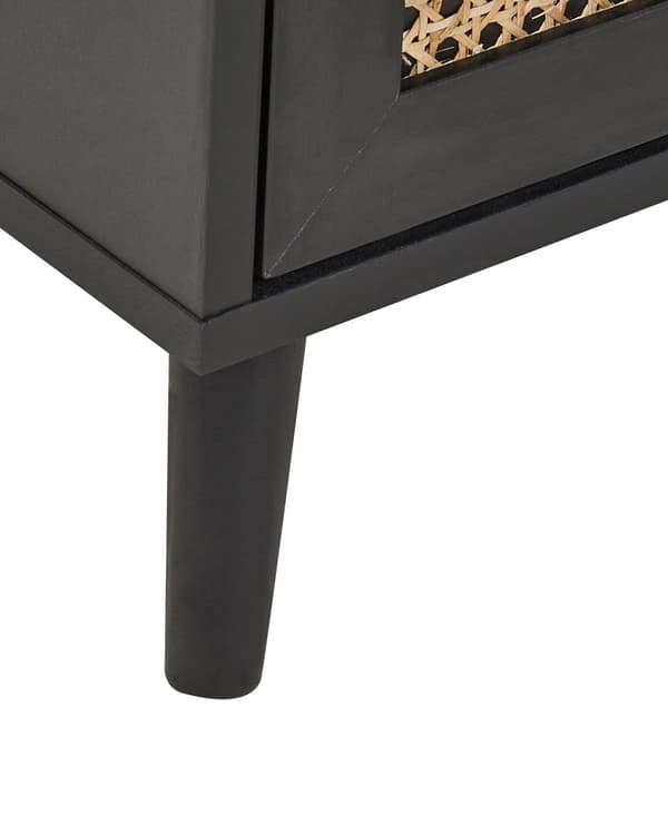 Nattbord med 2 skuffer Svart Tre Fronter i rotting Bohemsk stil Soverom Sidebord