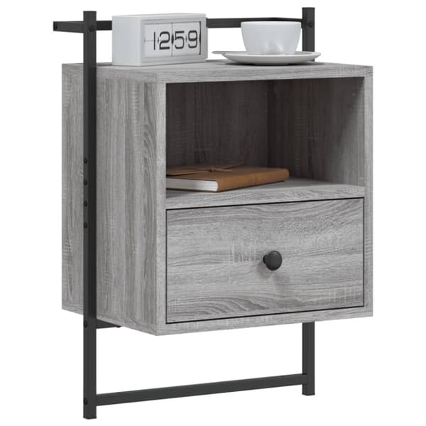 vidaXL væghængt sengebord 40x30x61 cm konstrueret træ grå sonoma-eg