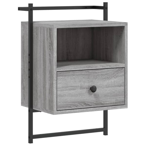 vidaXL væghængt sengebord 40x30x61 cm konstrueret træ grå sonoma-eg