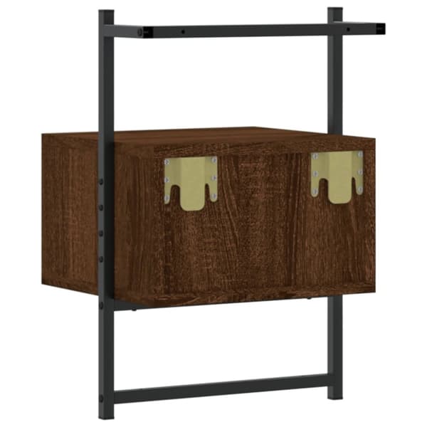 vidaXL væghængt sengebord 35x30x51 cm konstrueret træ brunt egetræ