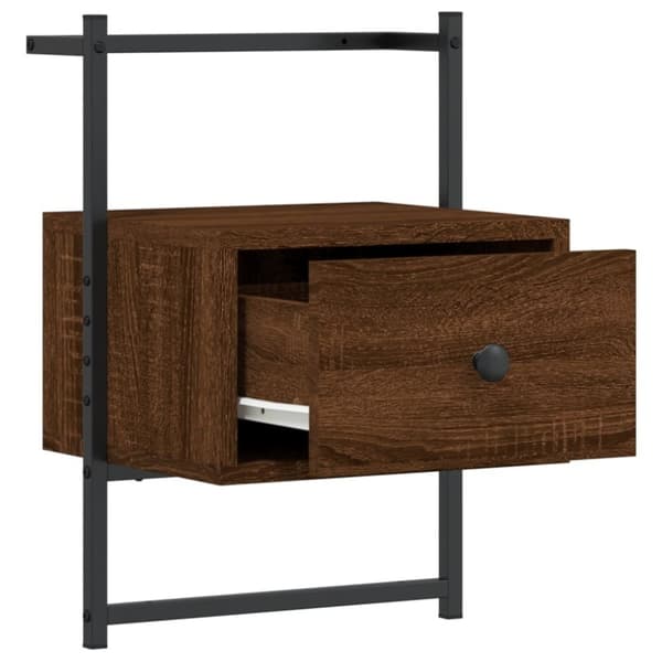 vidaXL væghængt sengebord 35x30x51 cm konstrueret træ brunt egetræ