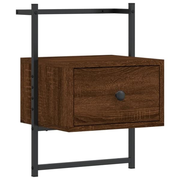 vidaXL væghængt sengebord 35x30x51 cm konstrueret træ brunt egetræ