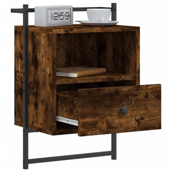 vidaXL Nattbord veggmontert 2 stk røkt eik 40x30x61 cm konstruert tre