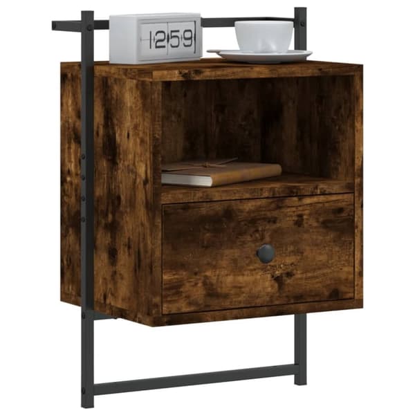 vidaXL Nattbord veggmontert 2 stk røkt eik 40x30x61 cm konstruert tre