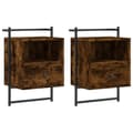 Miniatyrbilde 1 av 11: vidaXL Nattbord veggmontert 2 stk røkt eik 40x30x61 cm konstruert tre