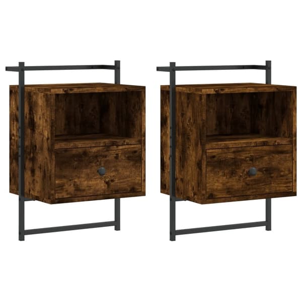 vidaXL Nattbord veggmontert 2 stk røkt eik 40x30x61 cm konstruert tre