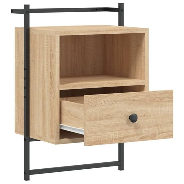 vidaXL væghængt sengebord 40x30x61 cm konstrueret træ sonoma-eg
