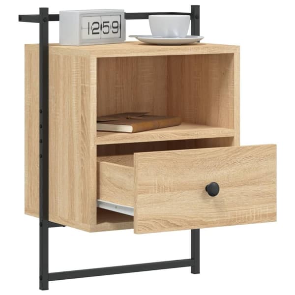 vidaXL væghængt sengebord 40x30x61 cm konstrueret træ sonoma-eg