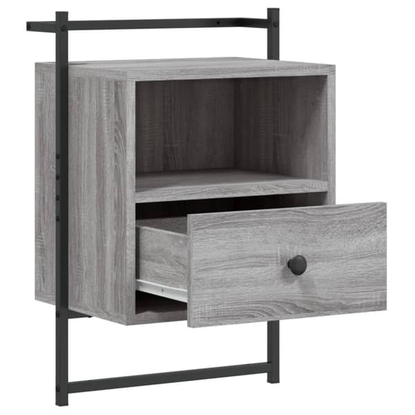vidaXL Yöpöydät seinälle 2 kpl harmaa Sonoma 40x30x61 cm tekninen puu
