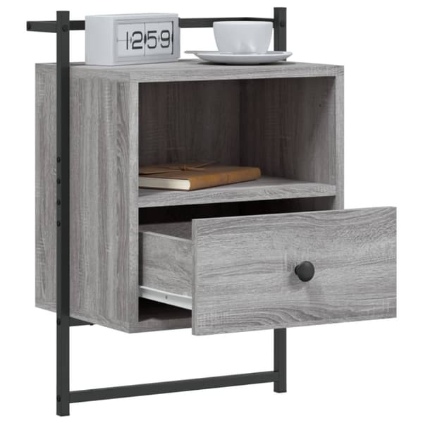 vidaXL Nattbord veggmontert 2 stk grå sonoma 40x30x61cm konstruert tre