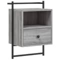 Miniatyrbilde 5 av 11: vidaXL Nattbord veggmontert 2 stk grå sonoma 40x30x61cm konstruert tre