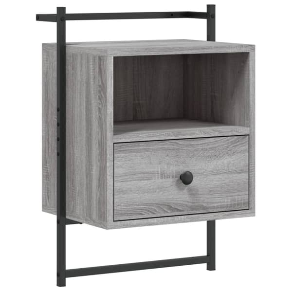 vidaXL Nattbord veggmontert 2 stk grå sonoma 40x30x61cm konstruert tre