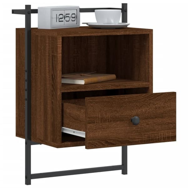 vidaXL Nattbord veggmontert brun eik 40x30x61 cm konstruert tre