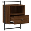 Miniatyrbilde 4 av 10: vidaXL Nattbord veggmontert brun eik 40x30x61 cm konstruert tre