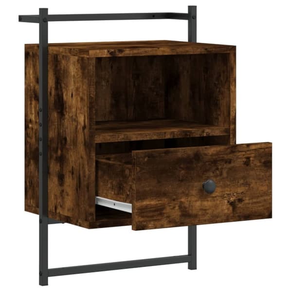 vidaXL Nattbord veggmontert røkt eik 40x30x61 cm konstruert tre