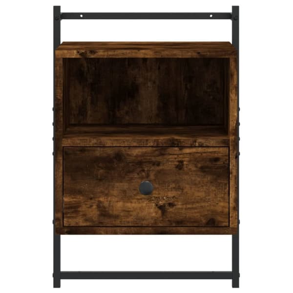 vidaXL Nattbord veggmontert røkt eik 40x30x61 cm konstruert tre