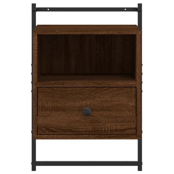 vidaXL væghængt sengebord 40x30x61 cm konstrueret træ brunt egetræ