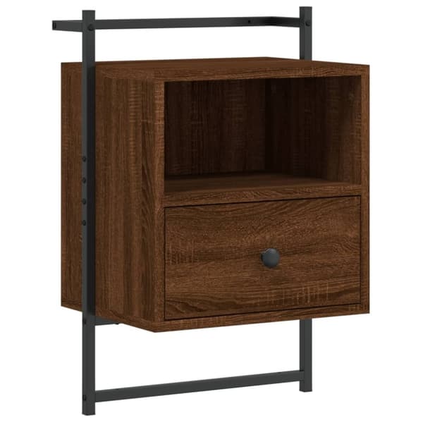 vidaXL væghængt sengebord 40x30x61 cm konstrueret træ brunt egetræ