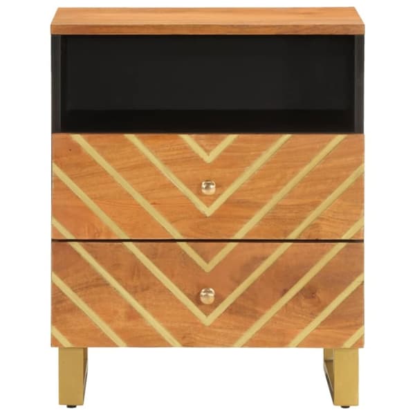 vidaXL Nattbord brun og svart 50x33x60 cm heltre mango