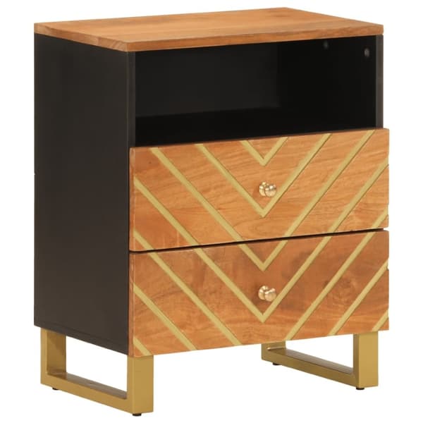 vidaXL Nattbord brun og svart 50x33x60 cm heltre mango