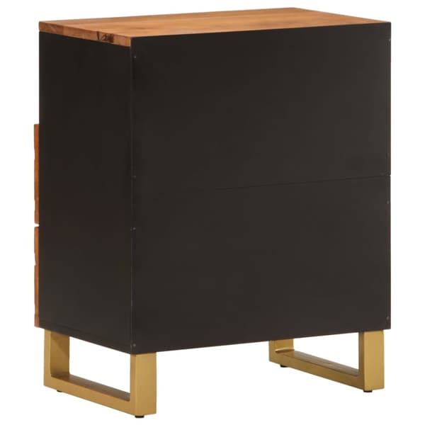 vidaXL sengebord 50x33x60 cm massivt mangotræ brun og sort