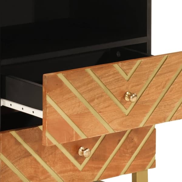 vidaXL sengebord 50x33x60 cm massivt mangotræ brun og sort