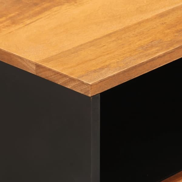 vidaXL sengebord 50x33x60 cm massivt mangotræ brun og sort