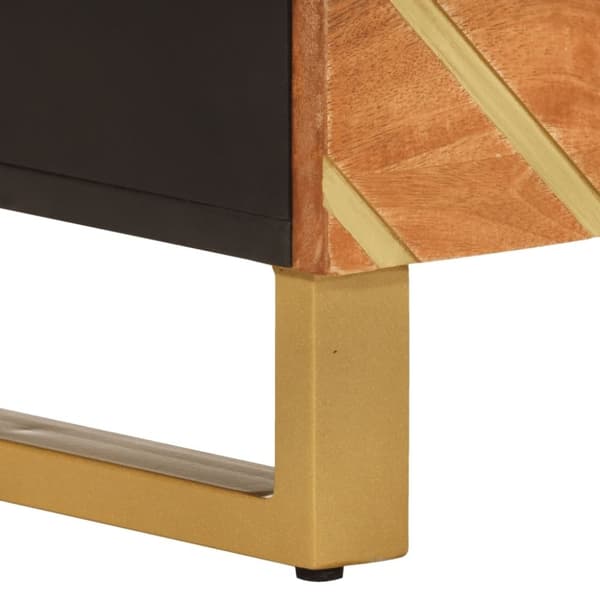 vidaXL sengebord 50x33x60 cm massivt mangotræ brun og sort