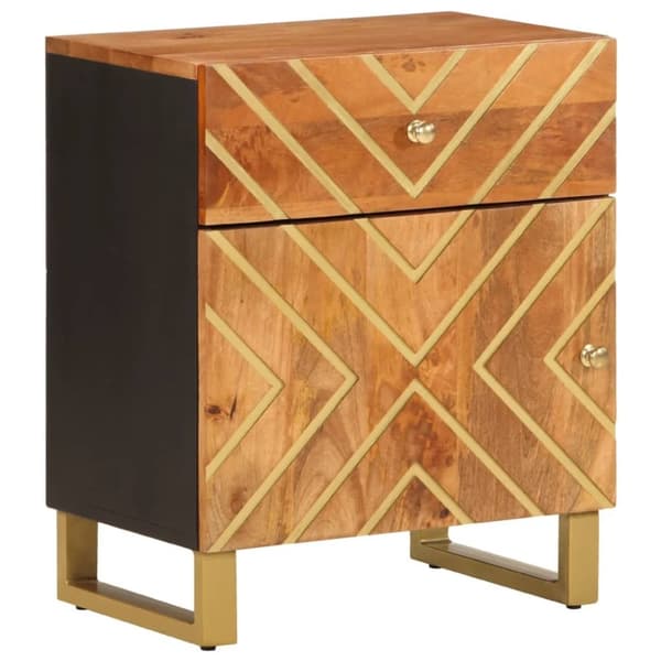 vidaXL sengebord 50x33x60 cm massivt mangotræ brun og sort