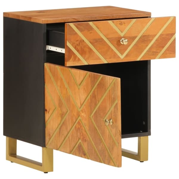 vidaXL Nattbord brun og svart 50x33x60 cm heltre mango