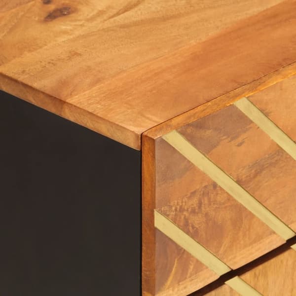 vidaXL Nattbord brun og svart 50x33x60 cm heltre mango
