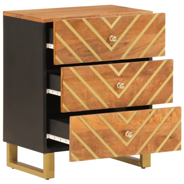 vidaXL sengebord 50x33x60 cm massivt mangotræ brun og sort