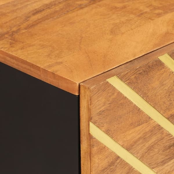 vidaXL sengebord 50x33x60 cm massivt mangotræ brun og sort