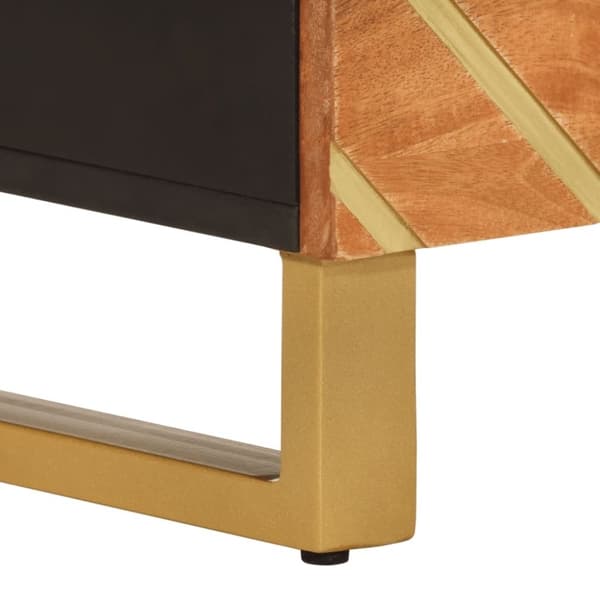 vidaXL sengebord 50x33x60 cm massivt mangotræ brun og sort