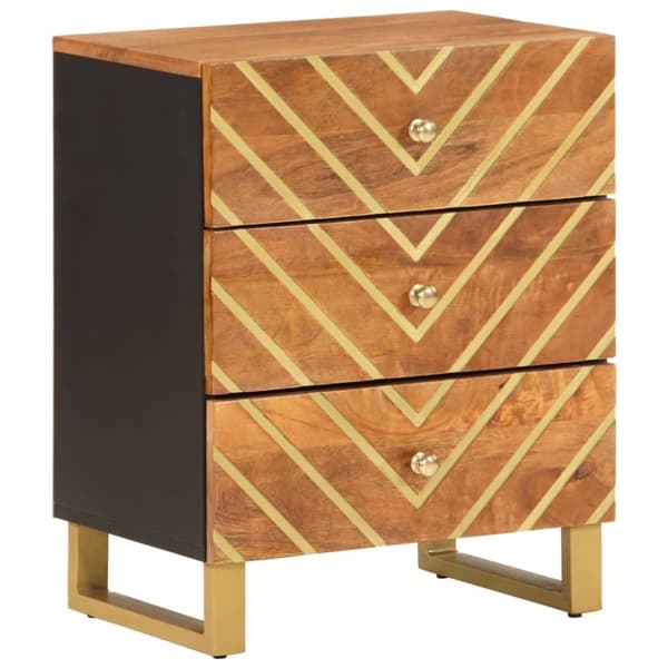vidaXL Sängbord brun och svart 50x33x60 cm massivt mangoträ