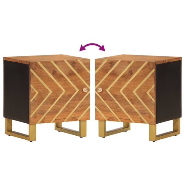 vidaXL Nattbord 2 stk brun og svart heltre mango