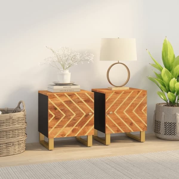 vidaXL Nattbord 2 stk brun og svart heltre mango