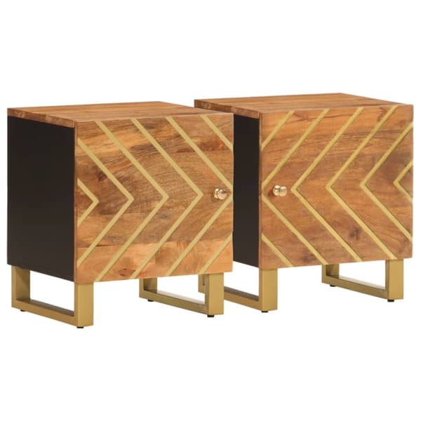 vidaXL Nattbord 2 stk brun og svart heltre mango