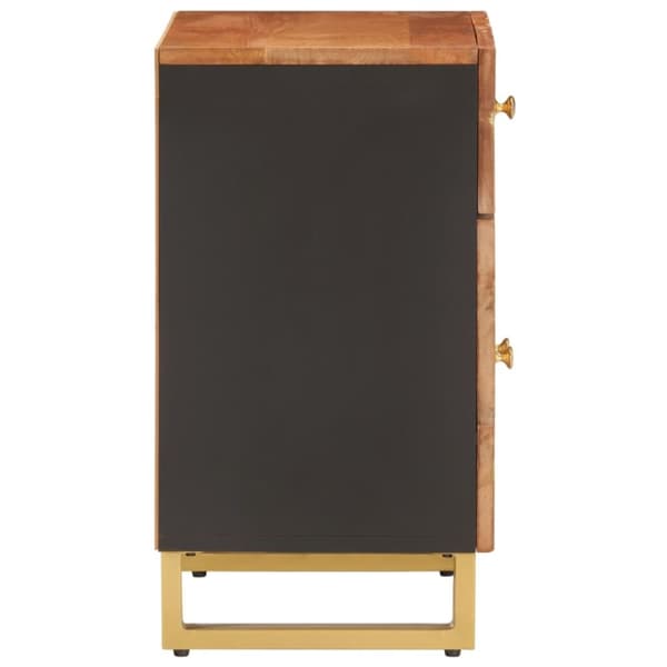 vidaXL Yöpöytä ruskea ja musta 50x33x60 cm täysi mangopuu