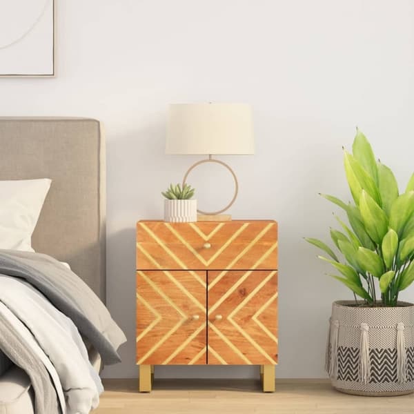 vidaXL Yöpöytä ruskea ja musta 50x33x60 cm täysi mangopuu