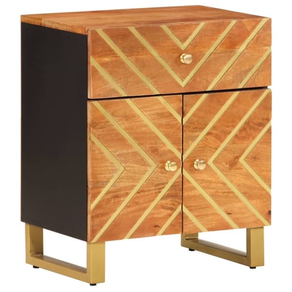 vidaXL Yöpöytä ruskea ja musta 50x33x60 cm täysi mangopuu