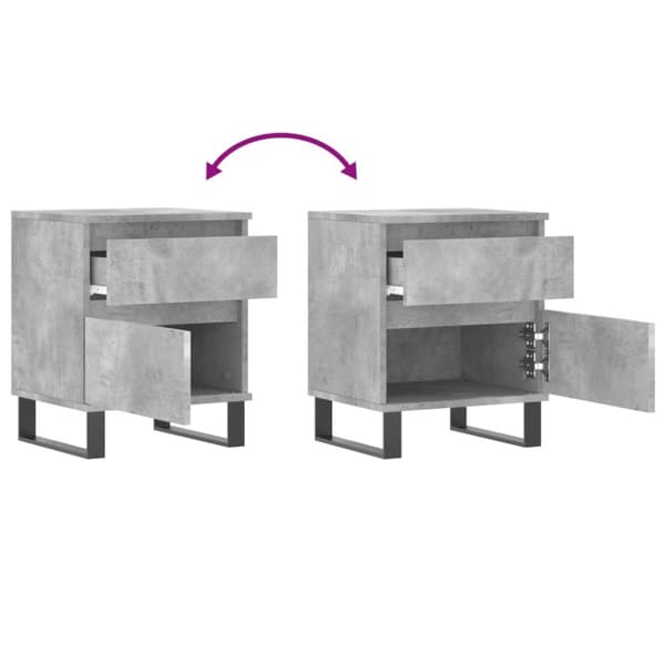 vidaXL sengeborde 2 stk. 40x35x50 cm konstrueret træ betongrå