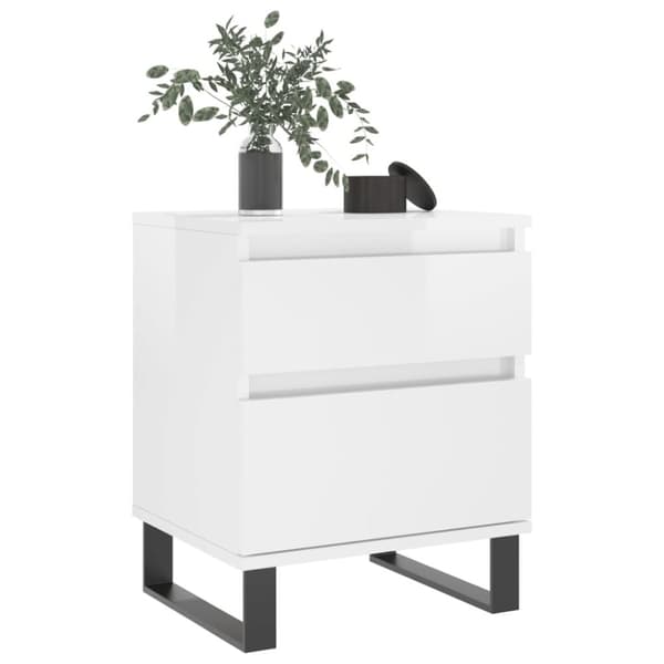 vidaXL Sängbord 2 st vit högglans 40x35x50 cm konstruerat trä