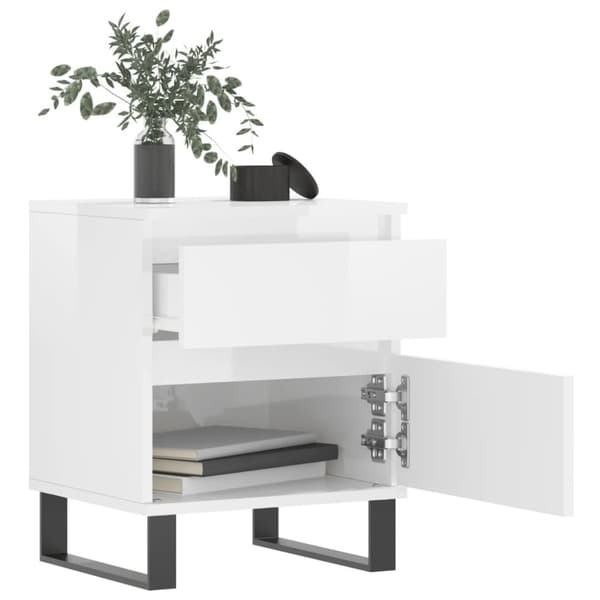 vidaXL Sängbord 2 st vit högglans 40x35x50 cm konstruerat trä