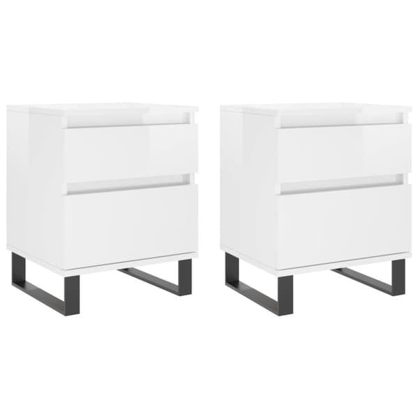 vidaXL Sängbord 2 st vit högglans 40x35x50 cm konstruerat trä